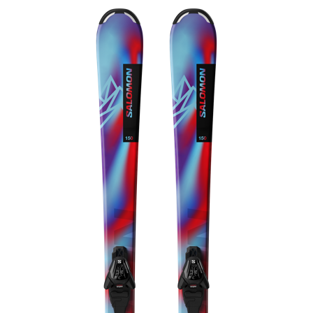 Salomon - Pack de esquí alpino Esquís alpinos L Qst Jr M + L6 Gw J2 70 - Pastel Neon Blue 3 / Poppy Red