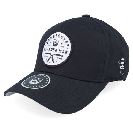 Bearded Man - Schwarz flexfit Cap - Barber Shop Retro Style Wooly Combed Black Flexfit @ Hatstore