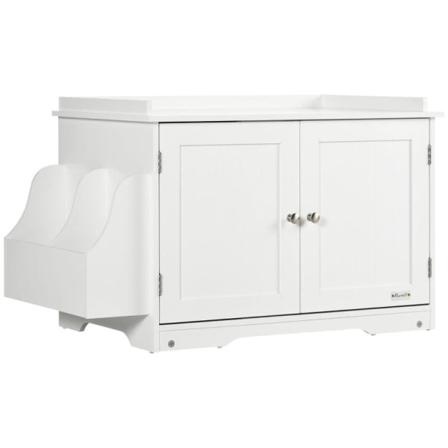 Rootz kattebakke - Kattehus - med magnetisk skilledør - Sidehylde - MDF - Hvid - 86 x 48 x 52 cm