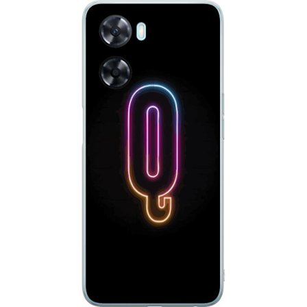 Yhteensopiva Puhelinkuori OnePlus OnePlus Nord N20 SE Minimalistinen neonkirjain Q kirkkaissa väreissä tummaa taustaa vasten