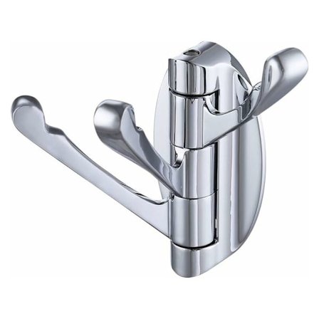 Vægmonteret knagerække og hattehylde med 3 sammenklappelige og svingbare kraftige metalarme til badeværelse, køkken eller garage, kromfinish