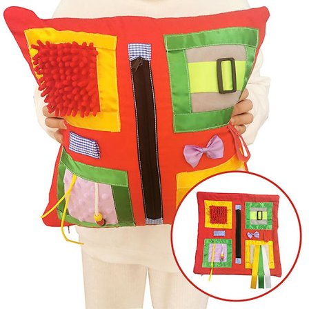 Fidget-teppe for demens: Aktivitetsputer for eldre med demens, sensorisk aktivitetspute, rød