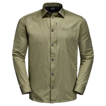 Jack Wolfskin Men's Lakeside Roll-up Shirt (2021) Men long-sleeved shirts Green M