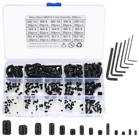 300 stk Skruer Assortert, Karbonstål Metriske Festemidler