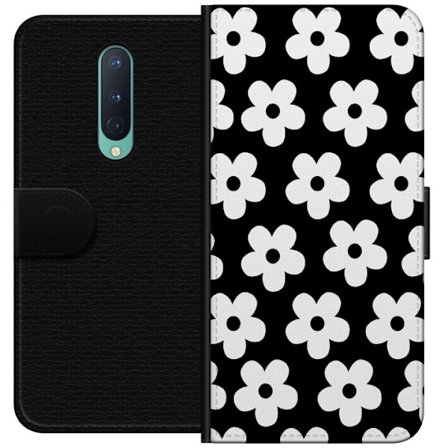 Yhteensopiva Lompakkokotelo OnePlus OnePlus 8 Mustavalkoinen kukkakuvio minimalistisessa skandinaavisessa muotoilussa, jossa voimakas kontrasti ja aja