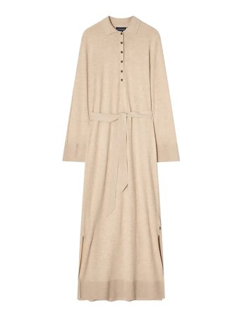 Lexington Clothing Belted Knitted Polo Dress - Beige - XL