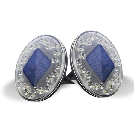 Skivformad solcells-LED-strålkastare, utomhusbelysning, idealisk för trädgård, gångväg eller gräsmatta, 2-pack