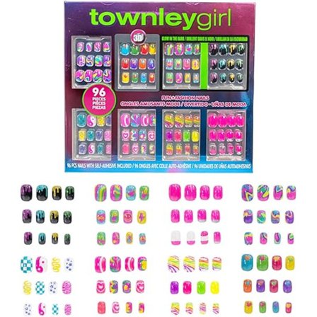 Girl 96 st Press-On Nails inklusive 3D och Glow-In-Dark konstgjorda konstgjorda lösnaglar Set