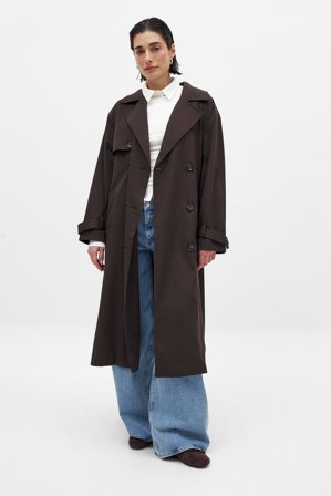 NA-KD - Oversized trenchcoat - Trenchcoats - Brun - EU 44