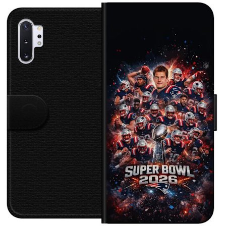 Yhteensopiva Lompakkokotelo Samsung Galaxy Note10+ Super Bowl 2026 juliste, jossa New England Patriots ja NFL-mestaruuspalkinto räjähtävän urheilullis