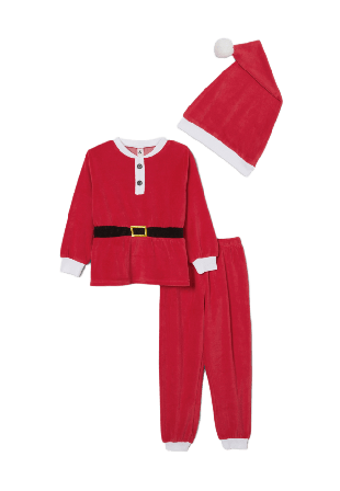 Å KIDS Tomtedräkt för barn velour Barnkläder stl. 86-152 Röd 86/92