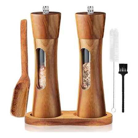 Peberkværn Træ Salt- og Peberkværn Manuel Saltkværn Krydderikværn med Justerbar Keramisk Kværn