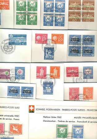 FN Schweiz - Dubletpakke - Førstedagskuverter med tjenestemærker