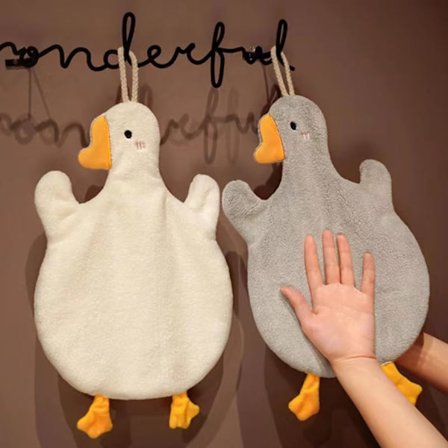 Cute Goose Towels Microfiber Coral Fleece Absorbent Quick Drying Set of 2 for Kitchen Bathroom Bedroom