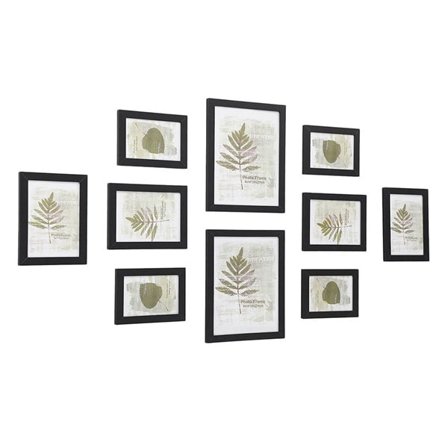 Sett med 10 fotorammer i forskjellige størrelser - Svart/MDF