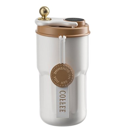 Smart Kaffe Termos, Temperaturdisplay, Rostfritt Stål Vakuumisolerad Resemugg, Läcksäkert Lock med Säkert Material, Kompakt och