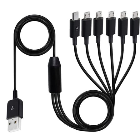 Multi Micro USB Synkroniseringskabel 6-i-1 Ladekabel med 6 Micro USB-plugger for mobil