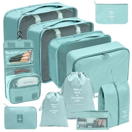 11 sæt kuffert pakkekuberter kuffertarrangør til bagage rejsekuberter holdbare rejsepakkearrangører med toilettaske