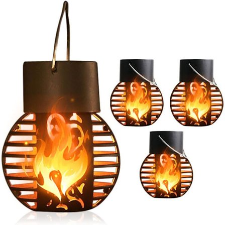 Solar flammelampe, udendørs sol lanterne, udendørs have sol lanterne, sol flamme lys, udendørs lanterner (4 stk.)