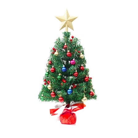 45 cm Mini Juletre med Dekorasjoner og LED-Stri