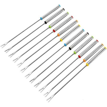 Grillspyd, 12 Styk Grill Kabob Spyd 16cm, Kødspyd, Rustfrit Stål Fondue Gaffel Med Varmebestandigt Håndtag