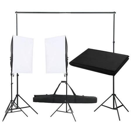Vidaxl Fotostudio Med Lampor Och Bakgrund Svart