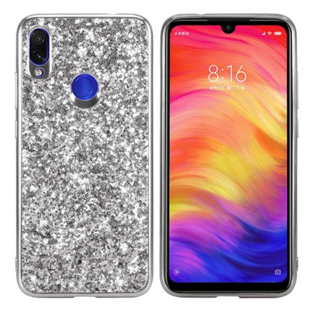 Glitter Xiaomi Redmi Note 7 skal - Silver/Grå
