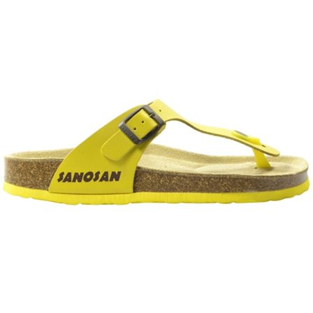 Sanosan Dam/Kvinna Geneve Läder Flip Flops 4 UK Gul