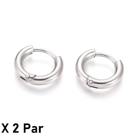 2 Par 12-13 mm Hoops örhängen i 316L kirurgiskt stål
