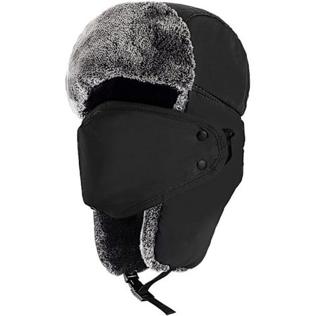 Talvihatut naisille ja miehille, talvihattu Trapper Hat Ushanka, korvaläpät, leukasolki ja tuulenpitävä naamio