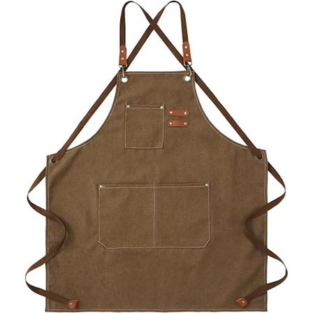 Työessu taskuilla miehille, kestävä, joustava, vedenpitävä, säädettävä työkaluesiliina askartelupajaan, ruskea