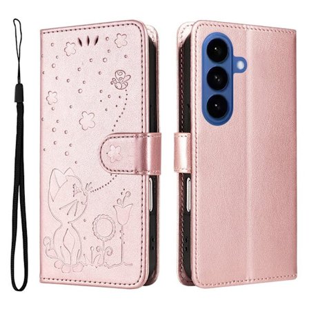 Cat Bee Samsung Galaxy S26 / S26 Pro Plånboksfodral Konstläder - Roséguld