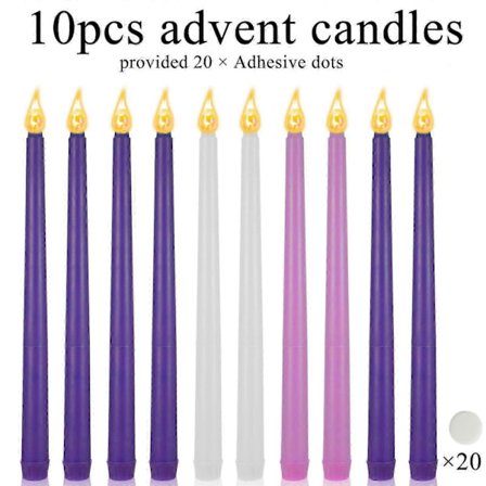 4~48 stk. LED Adventslys Sett med 4 eller 5 Julelys Flammefritt lys med Adventskrans Lilla Rosa Hvit Kirke Flammende