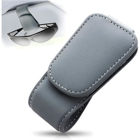Magnetisk solglasögonhållare i läder, glasögonhållare för bilens solskydd, passar glasögon i olika storlekar