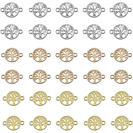 DIY Livets Träd Hänge Berlock Armband Anslutningsdon (Slumpmässig Färg) 30 stycken