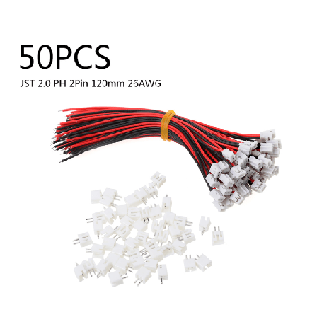50 SETS Mini Micro JST 2.0 PH 2-nastainen liitinpistoke johdoilla Kaapelit 120mm 26AWG