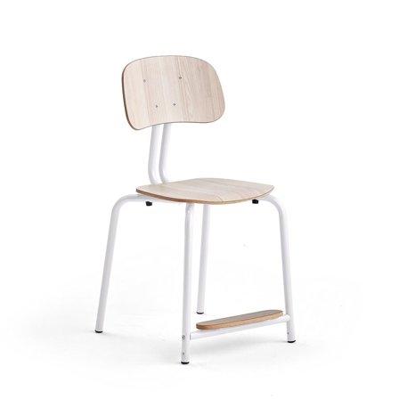 Elevstol YNGVE, benstativ, höjd 500 mm, vit/ask