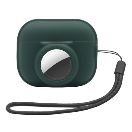 AirPods Pro 2 / AirTags silikonikotelo hihnalla - Mustanvihreä