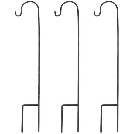 Set med 3 Shepherd Hooks Utomhus Trädgård Ljus Hängare Metall (6X42cm, Svart)