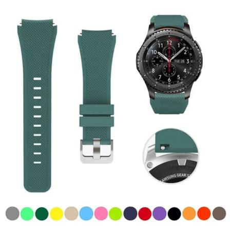 20mm 22mm rem för Samsung galaxy watch4 44mm/40mm 5 pro active 2 Gear s3 Silikon Correa armband Huawei Watch gt2/3/2e band pine green 26 20mm
