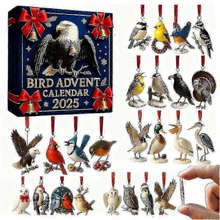 24 stk. 2D Fugle Julekalender Juletræsdekoration Akrylvedhæng miao4[HK]