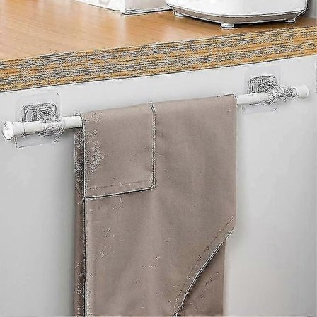 4 kpl Verhotangon Pidikkeet Ilman Porausta, Liimattavat Verhotangon Koukut Seinään Asennettavat Pyyhetangon Koukut Verhojen Kiinnikkeet Säädettävä 