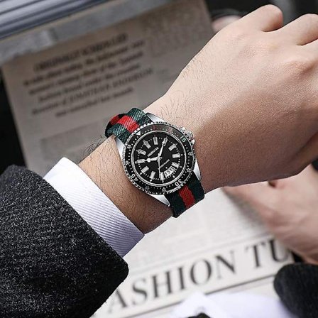 Ur til mænd - Vævet rem, Quartz Sports Fritidsur, Kalender