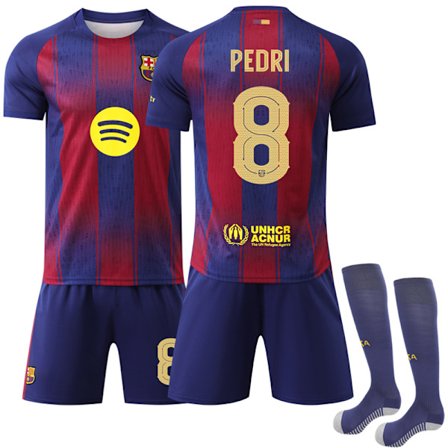 2025-2026 Barcelona Champions League version fodboldtrøje med sokker No.8 PEDRI