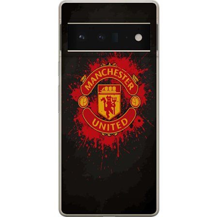 Kompatibelt Mobildeksel til Google Google Pixel 6 Pro Manchester United logo i rød og gul farge med røff sportslig bakgrunn
