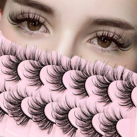 Falska Ögonfransar Fluffy Faux Mink Lashes Wispy Fe Katt Ögon Lashes Spiky Strip Lashes Förlängning Naturlig Volym Fake Lashespaket