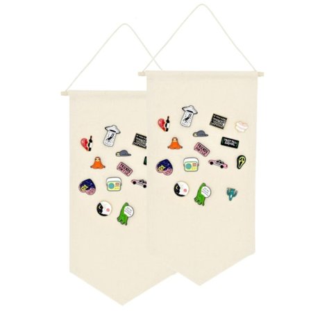 2 stk. vægmonteret bakke display lærred emalje broche samling display banner medalje pin opbevaring krave flag vimpel ramme (beige)