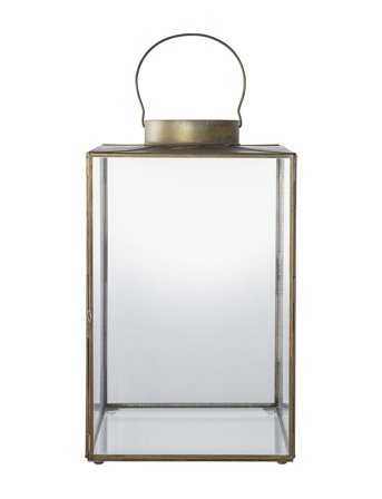 House Nordic Lene - Lantern, Metal/Glass, Antique Brass Look - Gold - 42X24.5X24.5CM