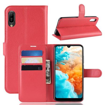 Huawei Y6 (2019) - Litchi Plånboksfodral - Röd Red Röd