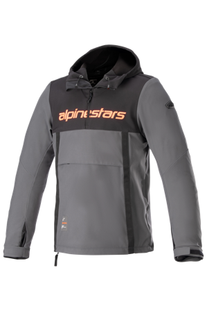Sweat à Capuche Moto Alpinestars Sherpa Reflex Noir/Gris goudron/Rouge Fluo S